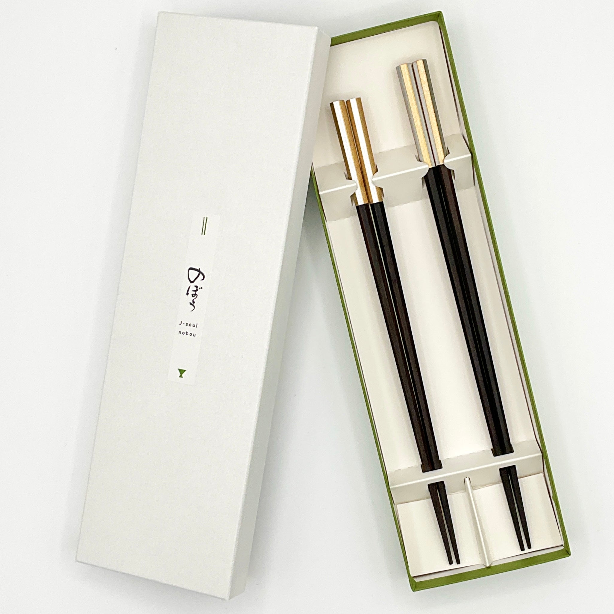 ペア・夫婦箸ギフト用 G・S黒檀八角セット