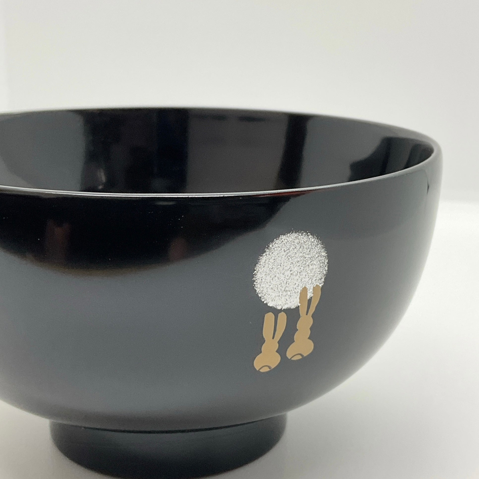 川連漆器 月見うさぎ（溜内朱・溜内黒）